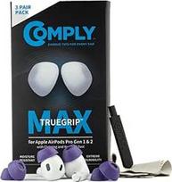 "Comply TrueGrip Max" pakaitiniai "Apple AirPods Pro 1" ir "Apple AirPods Pro 2" ausų antgaliai iš atminties putų, ilgalaikis komfortas, maksimalus patvarumas, saugus prigludimas, puiki triukšmo izoliacija, violetinės spalvos (S/M/L)