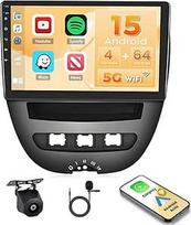 "Hikity Android 15 4+64G" automobilinis radijas "Toyota Aygo/Peugeot 107/Citroen C1 2004-2014" su 10,1 colio jutikliniu ekranu, automobilinis radijas 2DIN su belaidžiu "Carplay Android Car", FM/RDS radijas BT GPS WiFi