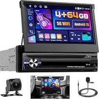 "Hikity Android" automobilinis radijas, 1 DIN su palydovine navigacija, belaidžiu "Carplay", "Android" automobiliu, "Bluetooth", laisvų rankų įrangos rinkiniu, 7 colių rankiniu būdu ištraukiamu jutikliniu ekranu, automobilinis radijas su atbulinės eigos k