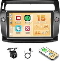 "Hikity Android 15 4+64G" automobilinis radijas Citroën C4 2008-2011 su 9 colių jutikliniu ekranu, automobilinis radijas 2DIN su belaidžiu "Carplay Android Car", FM/RDS radijas BT GPS WiFi atbulinės eigos kamera + mikrofonas