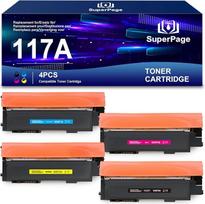 "Superpage" pakaitalas HP 117A tonerių rinkiniui, suderinamas su HP spalvoto lazerio daugiafunkciniu įrenginiu 179fwg 178nwg 179fnw 178nw 150nw 150a W2070A W2071A W2072A W2073A (4 vnt., juoda, žydra, purpurinė, geltona)