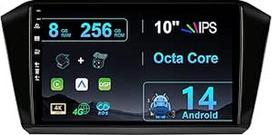 2 DIN 10 colių IPS Android 14 automobilinis radijas VW Passat B8 2015-2019 su GPS navigacijos palaikymu Bluetooth DAB USB Carplay Android Car WLAN 4G MirrorLink RDS USB DSP 8G + 256G