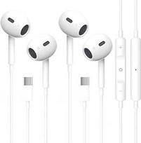 2 pakuotės USB C ausinės "iPhone 16/15" su mikrofonu, "Hi-Fi" stereofoninės USB C ausinės su kabeliu, suderinamos su "iPhone 16/15/Plus/Pro/Pro Max