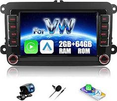 2+64G Android 13 automobilinis radijas VW Golf 5 6 Polo Passat Seat Touran Skoda Tiguan su belaidžiu CarPlay, 7 colių IPS ekranas su Android automobiline navigacija WiFi Bluetooth 5.1 FM/RDS SWC kamera +