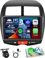 4+128G Autoradio für Mitsubishi ASX 1/Citroen C4/Peugeot 4008 Android 15 mit 10'' In-Cell Bildschirm Unterstützung Wireless Carplay und Android Auto Mirror Link Radio FM/RDS GPS WiFi BT SWC