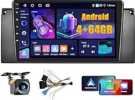 4+64G Android automobilinis radijas BMW X5 E53 1999 2000 2001 2002 2002 2003 2004 2005 su belaidžiu karpytuvu ir Android automobiliu, 9 colių IPS jutiklinio ekrano radijas su Bluetooth 5.0/GPS/apvertimo kamera/FM/WiFi/SWC