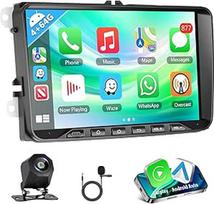 4+64G automobilinis radijas VW Seat/Skoda/Altea/Toledo/Leon/Altea XL su belaidžiu Carplay/Android Car, Motorsi 9 colių Android jutiklinis ekranas GPS Navi/WiFi/FM/RDS/SWC/Canbus/BT/EQ+AHD kamera + mikrofonas
