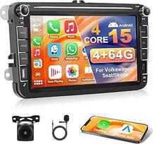 4+64G Motorsi automobilinis radijas VW Seat/Skoda/Altea/Toledo/Leon/Altea XL su Carplay/Android Car, 8 colių HD stereo su GPS/WiFi/FM/RDS/SWC/BT/USB/EQ/DSP/Canbus + atbulinės eigos kamera