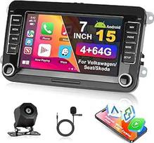 4+64G Motorsi automobilinis radijas VW Seat/Skoda/Altea/Toledo/Leon/Altea XL su Wireless Carplay/Android Car, 7 colių Android jutiklinis ekranas Navi/WiFi/FM/RDS/SWC/Canbus/BT/EQ+AHD kamera + mikrofonas
