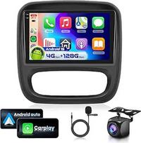 4G 128G VECHTEL 9 colių "Bluetooth" automobilinis radijas "Renault Trafic/Opel Vauxhall Vivaro 2014-2019 Carplay Android Car, Android 15, EQ, 1280 x 720, WiFi GPS, Mirror Link, RDS/FM radijas 2 DIN su AHD