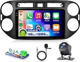 4G 128G VECHTEL 9 colių "Bluetooth" automobilinis radijas VW Tiguan 2010-2016 Carplay Android Car, Android 15, EQ, WiFi GPS, Mirror Link, RDS/FM radijas 2 DIN su AHD atbulinės eigos kamera