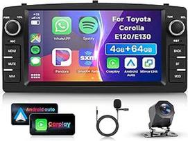 4G 64G VECHTEL 7 colių "Bluetooth" automobilinis radijas "Toyota Corolla E120/E130" 2000-2007 m. "Carplay Android" automobiliui, DSP EQ, WiFi GPS, "Mirror Link", RDS/FM radijas 2 DIN su AHD galinio vaizdo kamera