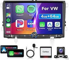 4G 64G VECHTEL 9 colių automobilinis radijas VW Golf 5 6 Polo Passat Skoda Touran Tiguan Seat Carplay Android automobilinis belaidis DSP EQ WiFi GPS Mirror Link RDS/FM radijas 2 DIN Bluetooth automobilinis radijas su atbuline eiga