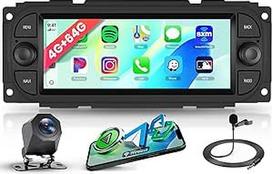 4G+64G "Android" automobilinis radijas, skirtas Jeep Grand Cherokee Wrangler Liberty Chrysler Grand Voyager 300M PT Cruiser RAM 1500 2500 su Wireless Carplay