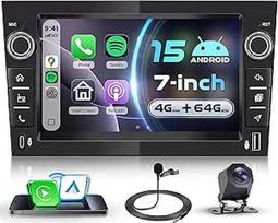 4G+64G Autoradio Android 15 Schwarz für Opel Corsa C/D Zafira B Astra H Meriva Vivaro Signum Combo, 7'' IPS jutiklinis ekranas su Carplay Android Auto GPS Wi-Fi USB/Typ-C Bluetooth FM RDS Kamera