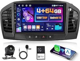5G WiFi 4+64G Android automobilinis radijas Opel Insignia 2008-2013 m., Buick Regal 2009-2013 m. Belaidis Carplay Android automobilis, 9 colių IPS ekrano automobilinis radijas su navigacija Bluetooth 5.0 FM/RDS SWC atbulinės eigos kamera