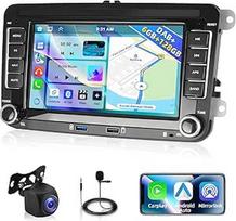 6+128G DAB+ automobilinis radijas VW Seat/Skoda/Altea/Toledo/Leon/Altea XL su belaidžiu Carplay Android Car, Motorsi 7 colių 2 DIN automobilinis radijas su GPS, Bluetooth, SWC, FM, RDS, WiFi, USB, Canbus + atbuline eiga