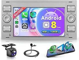 6G + 128G 8 branduolių "Android" automobilinis radijas "Ford Focus C-Max S-Max Kuga Fiesta Transit Fusion Mondeo Galaxy Connect Wireless Carplay Android automobilinė navigacija GPS WiFi 7 colių automobilinis radijas su "Bluetooth" FM/RDS