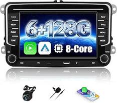 8 branduolių 6+128GB Android 15 automobilinis radijas VW Golf 5 6 Polo Passat Seat Touran Skoda Tiguan su 7 colių HD ekranu Carplay Android automobilinė GPS navigacija WiFi EQ DSP FM/RDS SWC AHD kamera + mikrofonas