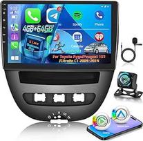 8 branduolių Qualcomm 4G + 64G automobilinis radijas Toyota Aygo/Peugeot 107/Citroen C1 2004-2014 su belaidžiu Carplay ir Android Car, 9 colių Android automobilinis radijas su WiFi/GPS/Bluetooth 5.1/DPS Hi-Res/FM RDS radiju
