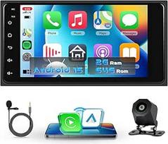 Automobilinis radijas 2G + 64G Android 15 Toyota Hilux RAV4 Corolla Prado Land Cruiser, 7 colių IPS HD 2.5D jutiklinis ekranas, automobilinis radijas su belaidžiu Carplay Android automobilis GPS Wi-Fi USB Bluetooth FM RDS kamera