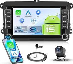 Automobilinis radijas 8 branduolių Q-Snapdragon 4+64G Android 15 VW Golf 5 6 Passat Jetta Caddy EOS T5 Tiguan Touran CC Polo 7 colių HD jutiklinis ekranas su Carplay Android Car GPS WiFi DSP Bluetooth FM/RDS