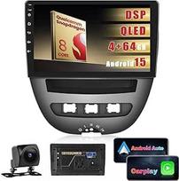 Automobilinis radijas Peugeot 107/Toyota Aygo/Citroen C1 2004-2014, 8 branduolių 4+64GB Android 15 Qualcomm Snapdragon lustas, 9 colių radijo imtuvas su belaidžiu Carplay Android Car GPS WiFi DSP RDS/FM atbuline eiga