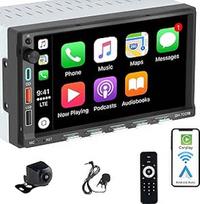 Automobilinis radijo imtuvas "Bluetooth 2Din" su ekranu (7 coliai), suderinamas su [belaidžiu] "Apple CarPlay" / "Android" C tipo automobilio USB 3A greitojo įkrovimo atbulinės eigos kamera AM/FM/RDS radijo DSP