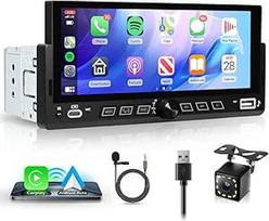 Automobilinis radijo imtuvas su ekranu 1 DIN, palaikantis belaidę "CarPlay" ir "Android Car", 6,86 colių automobilinis radijo imtuvas su jutikliniu ekranu, "Bluetooth", "Mirror Link FM EQ SWC C tipo greitasis įkrovimas, atbulinės eigos kamera