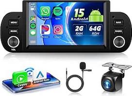 Autoradio 2G+64G Android 15 für FIAT Panda 2013-2020, 6.2'' HD Touchscreen mit Carplay Android Auto GPS Wi-Fi USB Bluetooth FM RDS Radio Rückfahrkamera