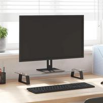 Monitoriaus stovas juodas 60x20x8cm stiklas ir metalas