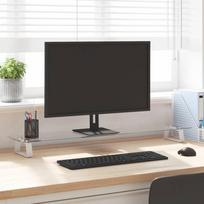 Monitoriaus stovas baltas 100x20x8cm stiklas ir metalas