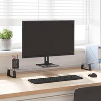Monitoriaus stovas juodas 100x20x8cm stiklas ir metalas