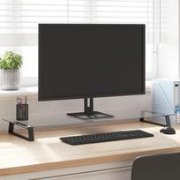Monitoriaus stovas juodas 100x35x8cm stiklas ir metalas