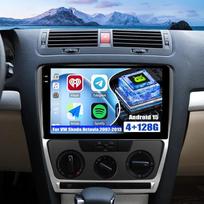 CAMECHO 4+128G 10 colių "Android 15" automobilinis radijas VW Skoda Octavia 2007-2013 su atbulinės eigos kamera, "Incell HD Bluetooth" radijas su belaidžiu "Carplay" GPS WiFi FM/RDS "Android Car Mirror Link" + "Canbus