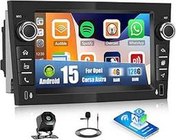 CAMECHO 4+128G Android 15 navigacijos automobilinis radijas Opel Astra Antara Vectra Corsa Zafira Meriva Combo su galinio vaizdo kamera, 7 colių belaidis Carplay radijas su Bluetooth Android FM RDS GPS WiFi