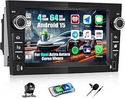 CAMECHO 4+64G 7 Zoll Android 15 Autoradio für Opel Astra Antara Vectra Corsa Zafira Meriva Combo, Navi Radio mit Bluetooth GPS WiFi Wireless Carplay Android Auto FM RDS +Rückfahrkamera
