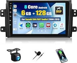 CAMECHO 6+128G 8 branduolių "Android" 15 palydovinės navigacijos automobilinis radijas Suzuki SX4 Fiat Sedici 2006-2013, 9 colių HiFi Bluetooth radijas su belaidžiu "Carplay" GPS WiFi "Android" automobilis FM RDS Mirror Link + Canbus galinio vaizdo sistem