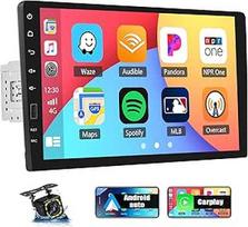 CAMECHO automobilinis radijas 1 DIN 9 colių belaidis "Carplay" "Android" "YouTube" "Bluetooth" radijo jutiklinis ekranas su atbulinės eigos kamera "Mirror Link" FM/AM/RDS SWC 2USB vairo valdymas