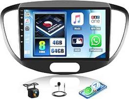 CAMECHO Qualcomm 8 Core 4G+64G Android 15 Autoradio für Hyundai I10 2007-2013 mit Navi Carplay Android Auto, Doppel Din Radio mit 9" Touchscreen Bluetooth5.1 RDS Hi-Res DSP +HD Rückfahrkamera