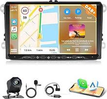 DAB 4+64G automobilinis radijas VW Seat/Skoda/Altea/Toledo/Leon/Altea XL su Wireless Carplay/Android Car, Motorsi 9 colių Android jutiklinis ekranas GPS Navi/WiFi/FM/RDS/SWC/Canbus/BT/EQ+AHD kamera + mikrofonas