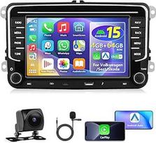 DAB+ 4+64G Carplay automobilinis radijas VW Seat/Skoda/Altea/Toledo/Leon/Altea XL su belaidžiu "Android Car", Motorsi 7 colių jutiklinis ekranas GPS Navi/WiFi/FM/RDS/SWC/Canbus/BT/EQ+AHD kamera + mikrofonas