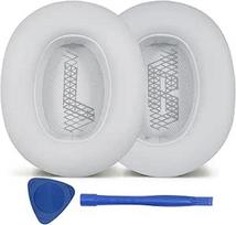 Ersatz-Ohrpolster für JBL E65 (E65BT E65BTNC)/Live 650 (650NC 650BTNC)/Live 660 (660NC 660BTNC)/Duet NC Over-Ear-Kopfhörer, weiche Leder-Ohrpolster, geräuschisolierender Schaumstoff, Weiß