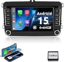 ESSGOO 4+64G belaidis CarPlay Android automobilinis radijas VW Golf MK5 MK6 Polo Caddy Passat Seat RCD330 RCD360, Android 15 Bluetooth radijas su 7 colių jutikliniu ekranu FM RDS GPS navigacija WiFi