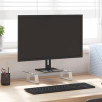 Monitoriaus stovas baltas 40x20x8cm stiklas ir metalas