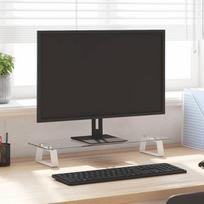 Monitoriaus stovas baltas 60x20x8cm stiklas ir metalas