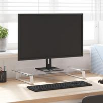 Monitoriaus stovas baltas 60x35x8 cm stiklas ir metalas