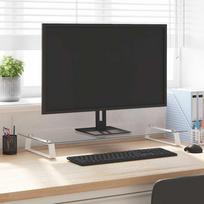 Monitoriaus stovas baltas 80x35x8cm stiklas ir metalas