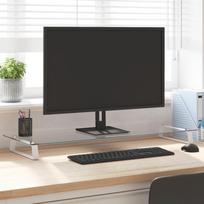 Monitoriaus stovas baltas 100x35x8cm stiklas ir metalas