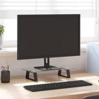 Monitoriaus stovas juodas 40x20x8cm stiklas ir metalas